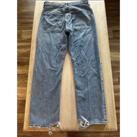 Agolde 90's Mid Rise Loose Jeans Streamline Distressed Knees Size 29 Medium Wash - Picture 8 of 9
